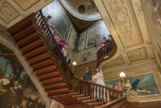 Wedding couple on Stair Case